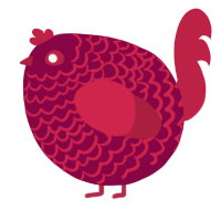 A maroon and crimson chicken with a lace pattern