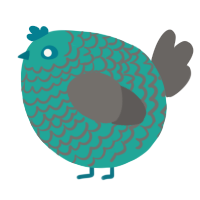 A turquoise and grey chicken with a lace pattern