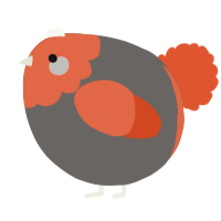 A grey and vermilion chicken with a head pattern