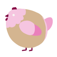 A beige and pink chicken with a head pattern