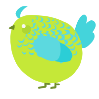 A lime and aqua chicken with a half-lace pattern
