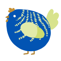 A ultramarine and lemon chicken with a half-bar pattern