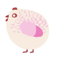 A cream and pink chicken with a half-lace pattern
