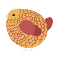 A honey and red chicken with a lace pattern
