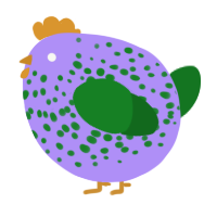 A lilac and leaf chicken with a speckle pattern