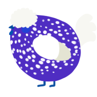 A indigo and white chicken with a speckle pattern