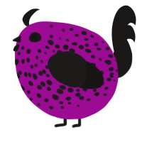 A plum and sable chicken with a speckle pattern