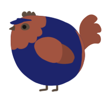 A navy and russet chicken with a head pattern