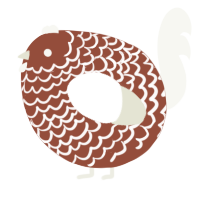 A russet and white chicken with a lace pattern