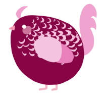 A maroon and pink chicken with a half-lace pattern