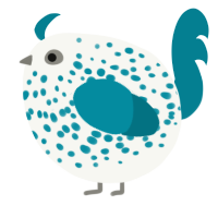 A white and sea chicken with a speckle pattern