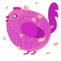 A orchid and amethyst chicken with a double-lace pattern