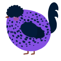 A blurple and tumblr chicken with a speckle pattern
