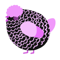 A black and lavender chicken with a lace pattern