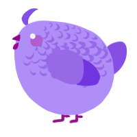 A lilac and blurple chicken with a half-lace pattern