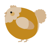 A ochre and beige chicken with a head pattern