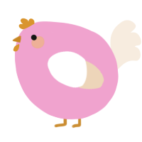 A pink and cream chicken