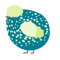 A sea and apple chicken with a speckle pattern