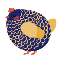 A navy and honey chicken with a lace pattern