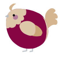 A maroon and beige chicken with a head pattern