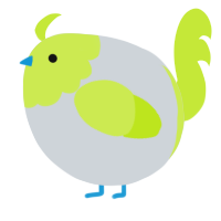 A mist and lime chicken with a head pattern