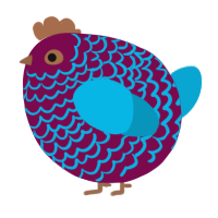 A wine and cerulean chicken with a lace pattern