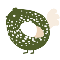 A olive and cream chicken with a speckle pattern