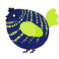 A navy and lime chicken with a bar pattern