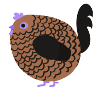 A brown and sable chicken with a lace pattern