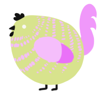 A lemon and lavender chicken with a bar pattern