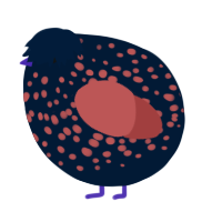 A tumblr and red chicken with a speckle pattern