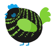A sable and grass chicken with a bar pattern