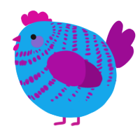 A sky and plum chicken with a bar pattern