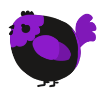 A sable and violet chicken with a head pattern