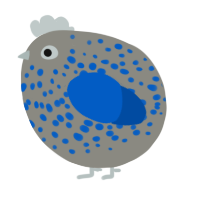 A ash and ultramarine chicken with a speckle pattern