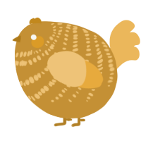 A gold and honey chicken with a bar pattern