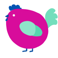 A fuchsia and mint chicken