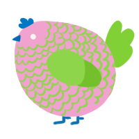 A pink and grass chicken with a lace pattern