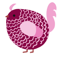 A maroon and pink chicken with a lace pattern