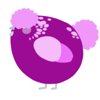 A plum and lavender chicken with a neck-speckle pattern