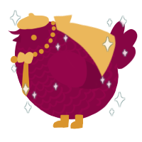 A maroon chicken with a lace pattern