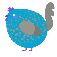 A cerulean and ash chicken with a speckle pattern