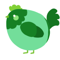 A spring and leaf chicken with a head pattern