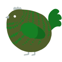 A olive and leaf chicken with a bar pattern
