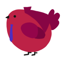 A crimson and maroon chicken