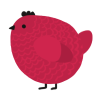 A crimson chicken with a lace pattern