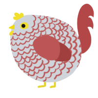 A mist and red chicken with a lace pattern