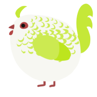 A white and lime chicken with a half-lace pattern