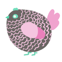 A grey and pink chicken with a lace pattern