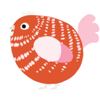 A vermilion and rose chicken with a bar pattern